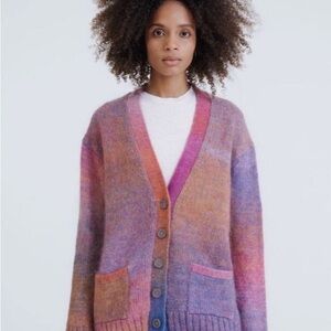 Re/Done Pink Purple Ombre Mohair Blend Cardigan